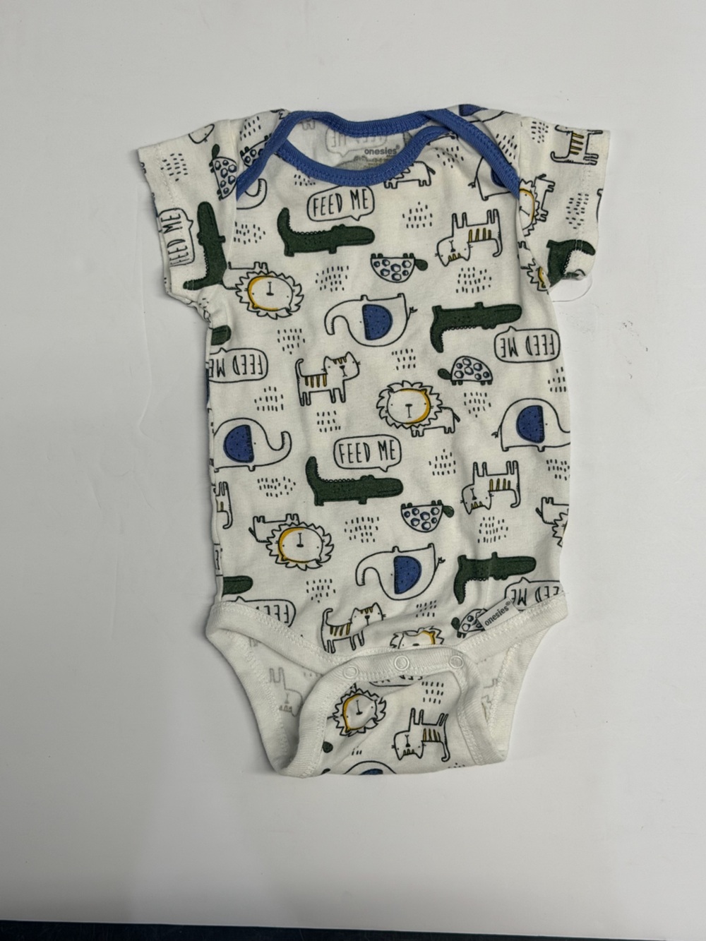 Neutral Animal Print Baby Onesie - Blue, Green, Yellow